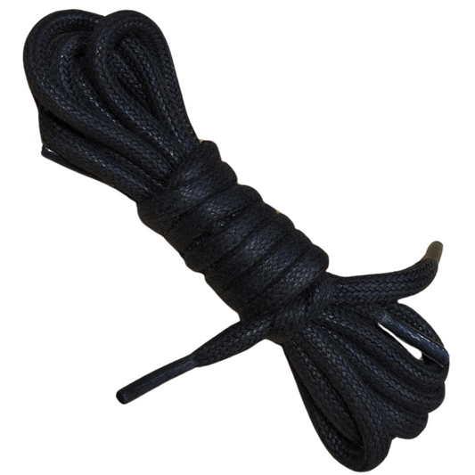 Cordones Redondos Gruesos de Algodón Encerado 100 CM para Zapatos - Negro