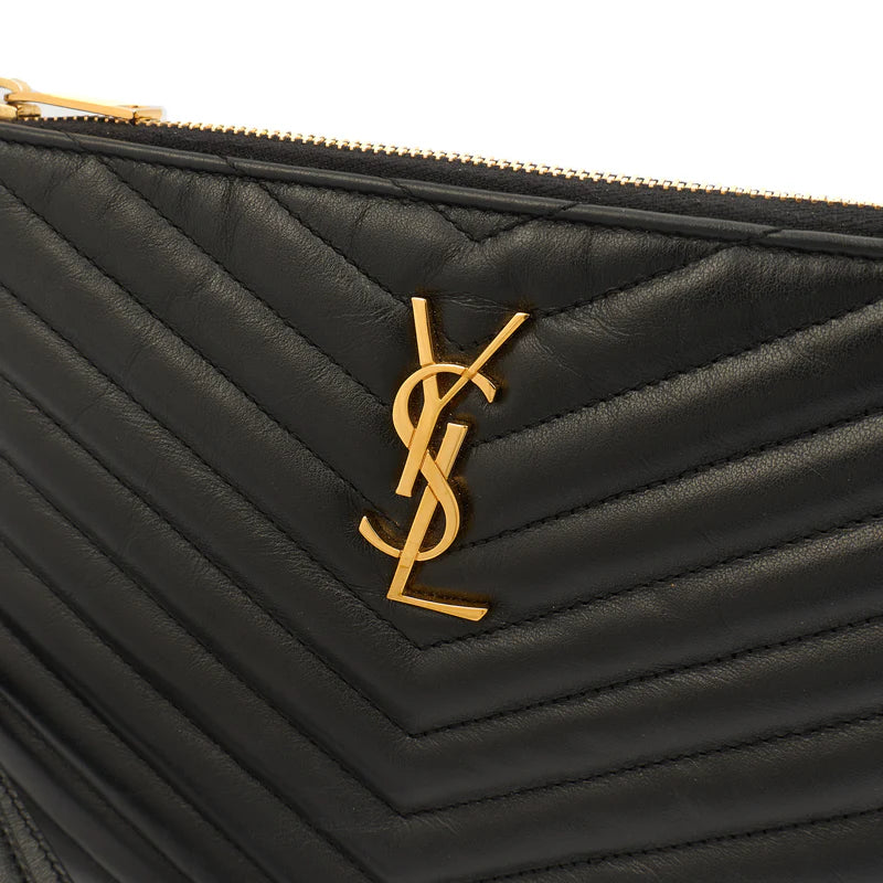 Saint Laurent Clutch Cassandre Zipped Pouch - Large en piel color negro